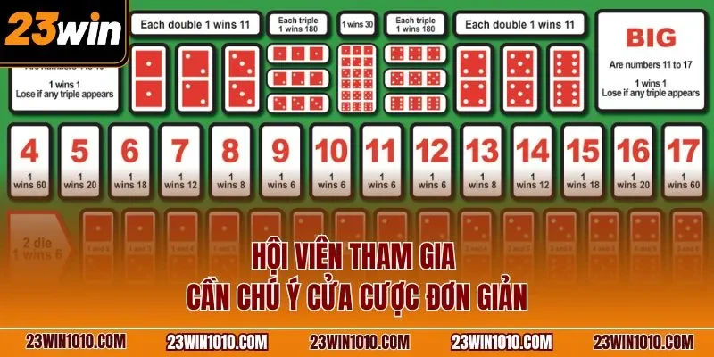 Hội viên tham gia cần chú ý cửa cược đơn giản